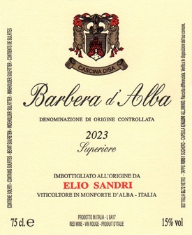 2023 Barbera d'Alba Superiore, Elio Sandri