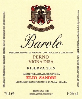 2019 Barolo Perno Riserva Vigna Disa, Elio Sandri