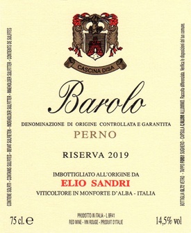 2019 Barolo Perno Riserva, Elio Sandri